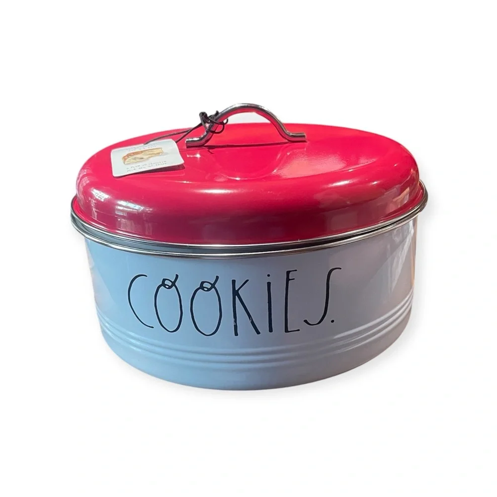 Rare 2017 NWT Rae Dunn Red and White Cookie Tin - Picture 1 of 3